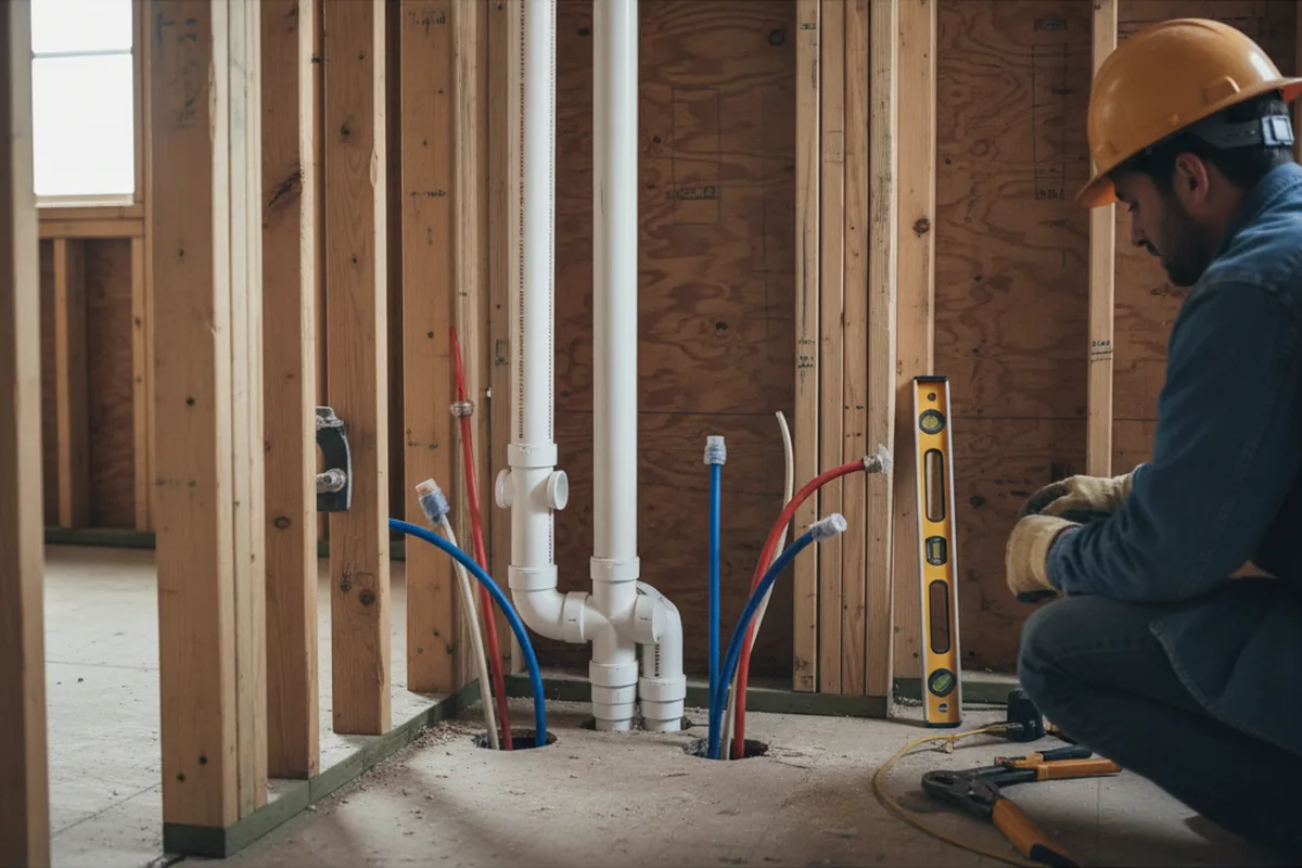 Drain and supply rough-in during Sump Pump Repair in Mattawa